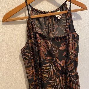 Tropical print romper with adjustable straps
